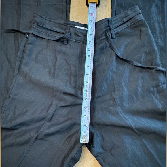 FRAME Wide Leg Linen Blend Trousers High Rise Black Size 8 - Picture 5 of 14